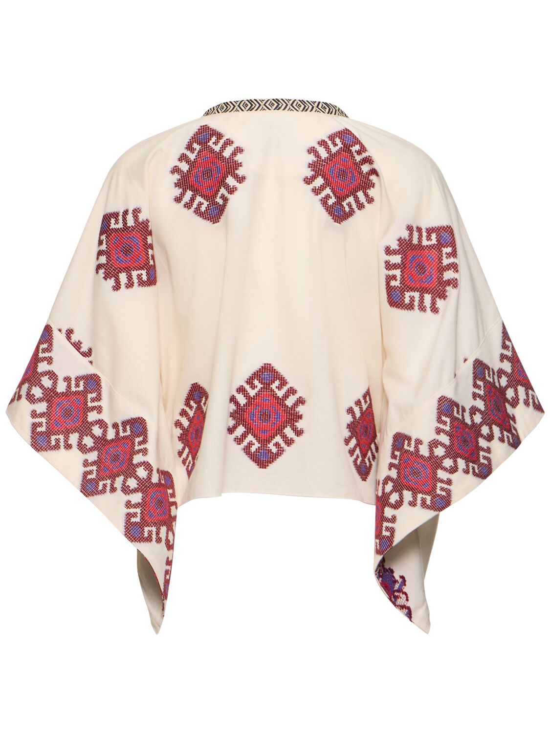 Shop Johanna Ortiz Bushweld Embroidered Jacquard L/s Shirt In Beige,red