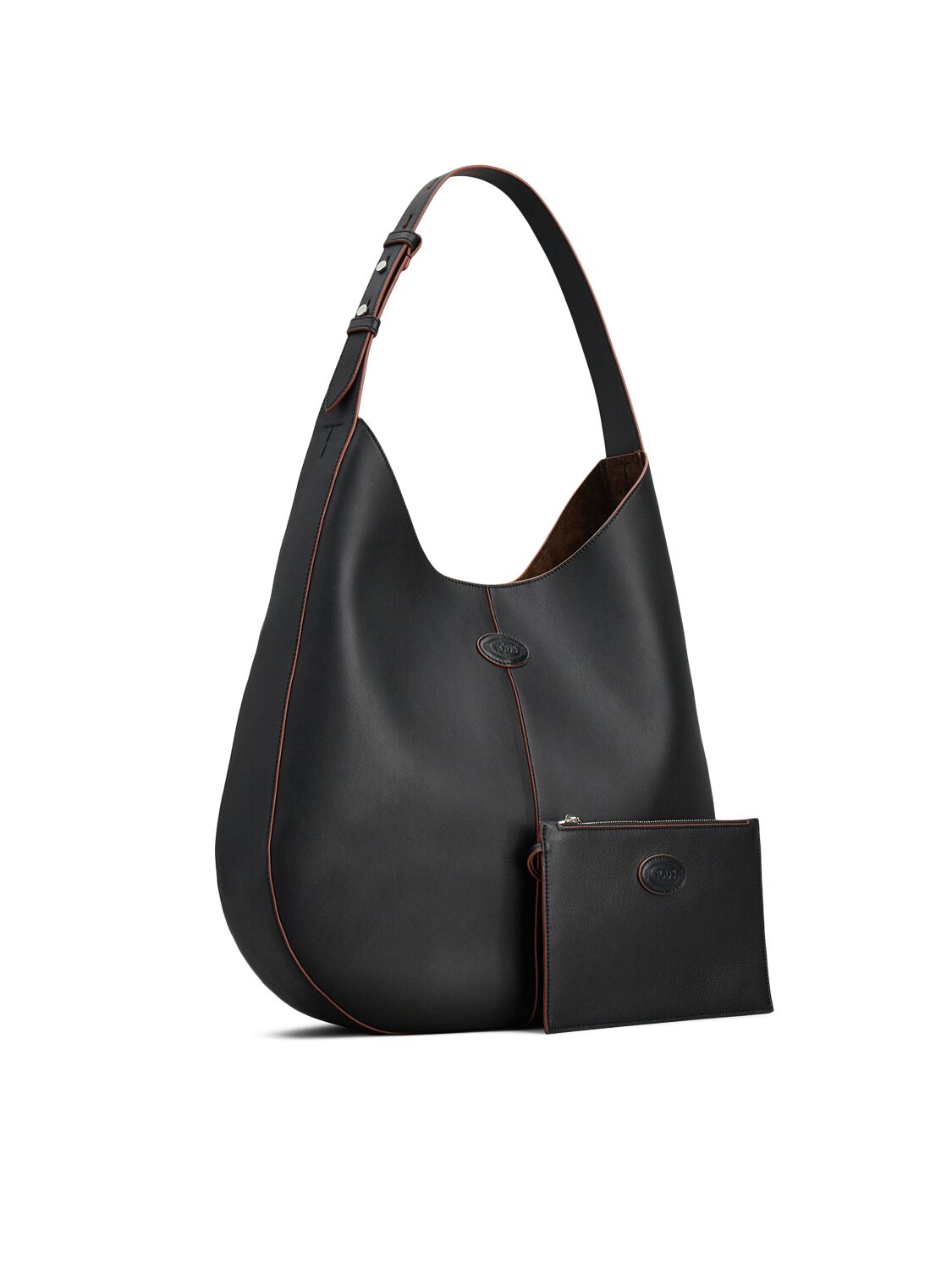 Shop Tod's Medium Di Hobo Leather Shoulder Bag In Black