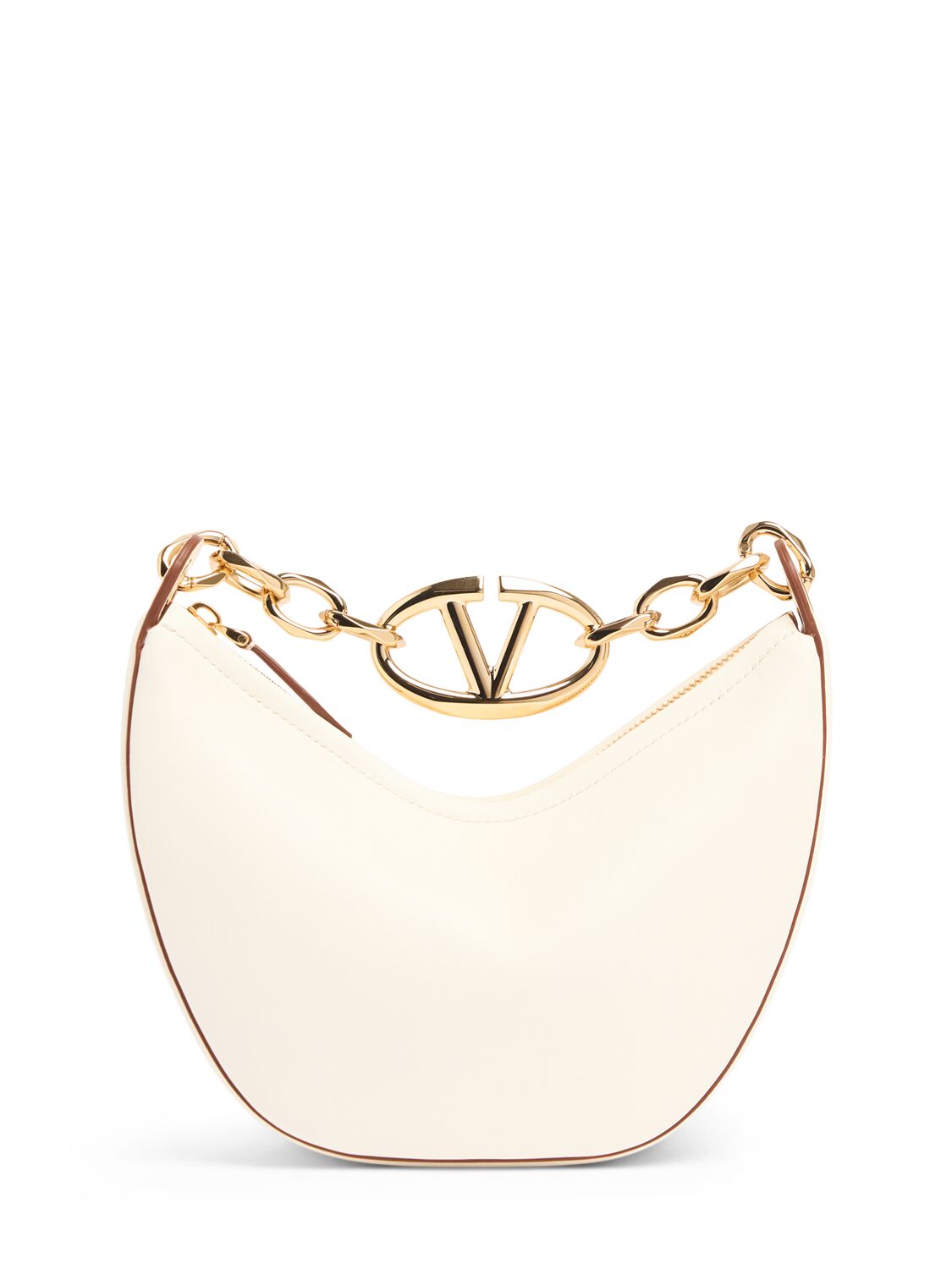 Shop Valentino Mini Vlogo Moon Leather Top Handle Bag In Ivory