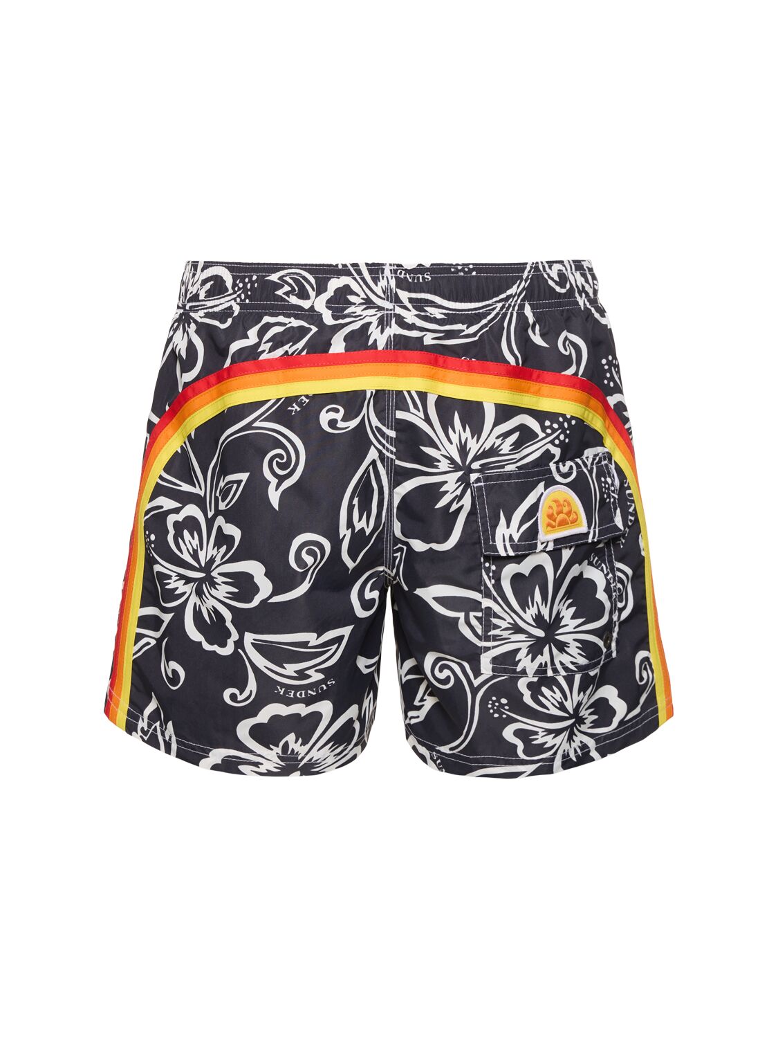 Shop Sundek Archive Print Nylon Swim Shorts In 黑色