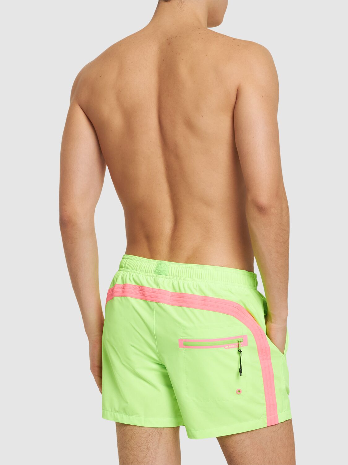 Shop Sundek Stretch Waist Quick Dry Swim Shorts In 荧光绿