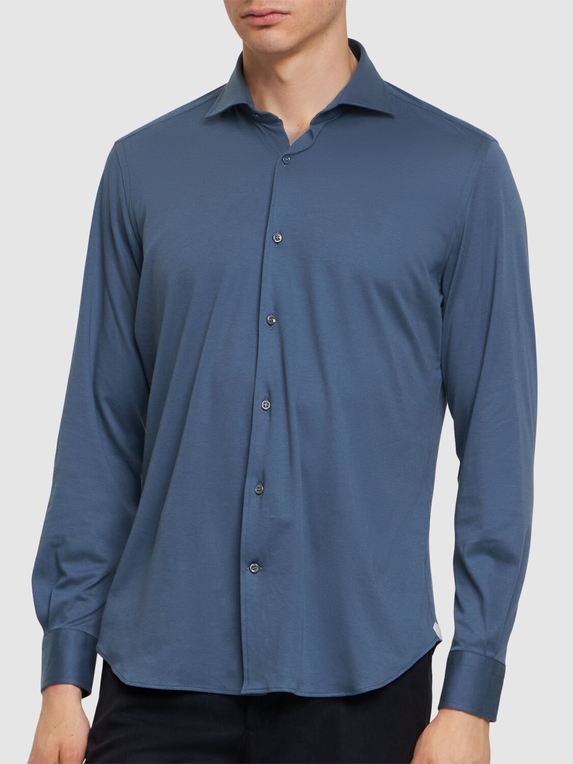 Shop Loro Piana Andrew ml Cotton Jersey Shirt In Ceramic Blue