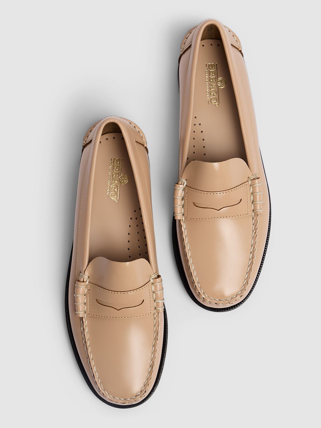 Shop Sebago Classic Dan Pigment Leather Loafers In Beige