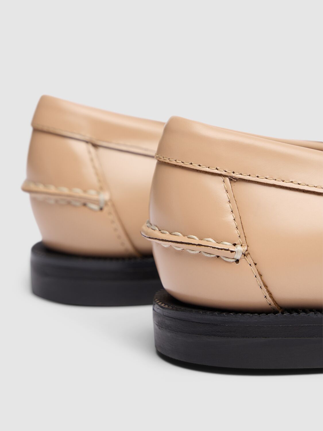 Shop Sebago Classic Dan Pigment Leather Loafers In Beige