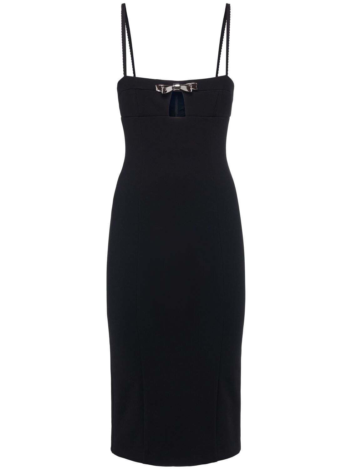 Blumarine Jersey Midi Dress W/bow In Black