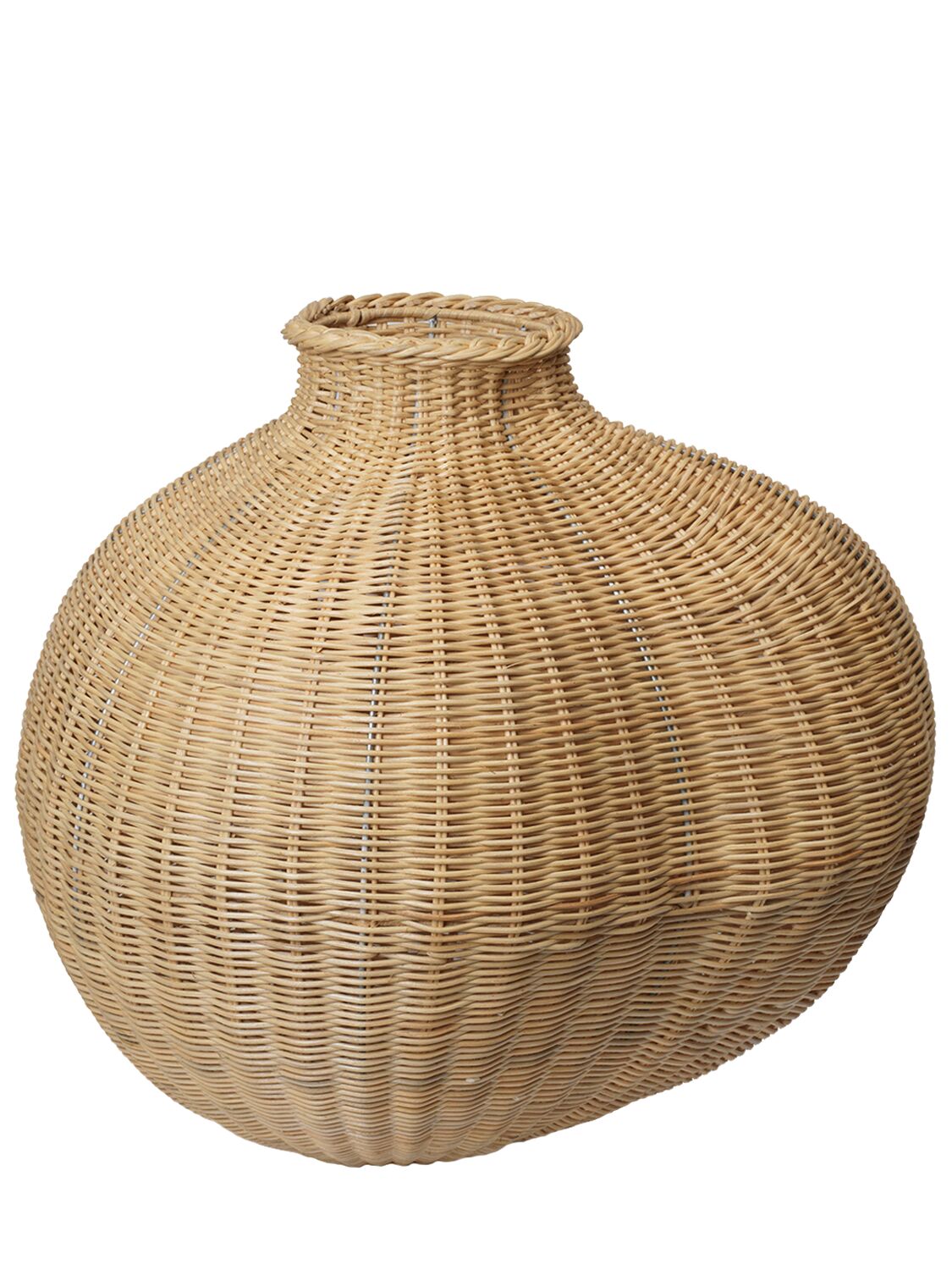 Ferm Living Bola Braided Rattan Floor Vase In Brown