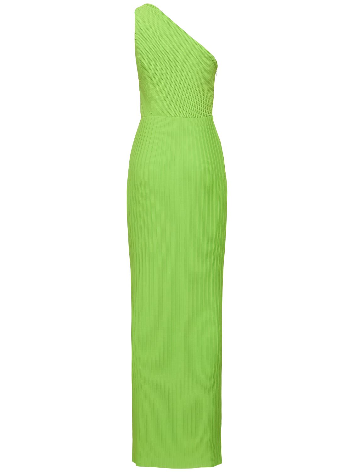 Shop Solace London Adira Pleated Chiffon Long Dress In Green