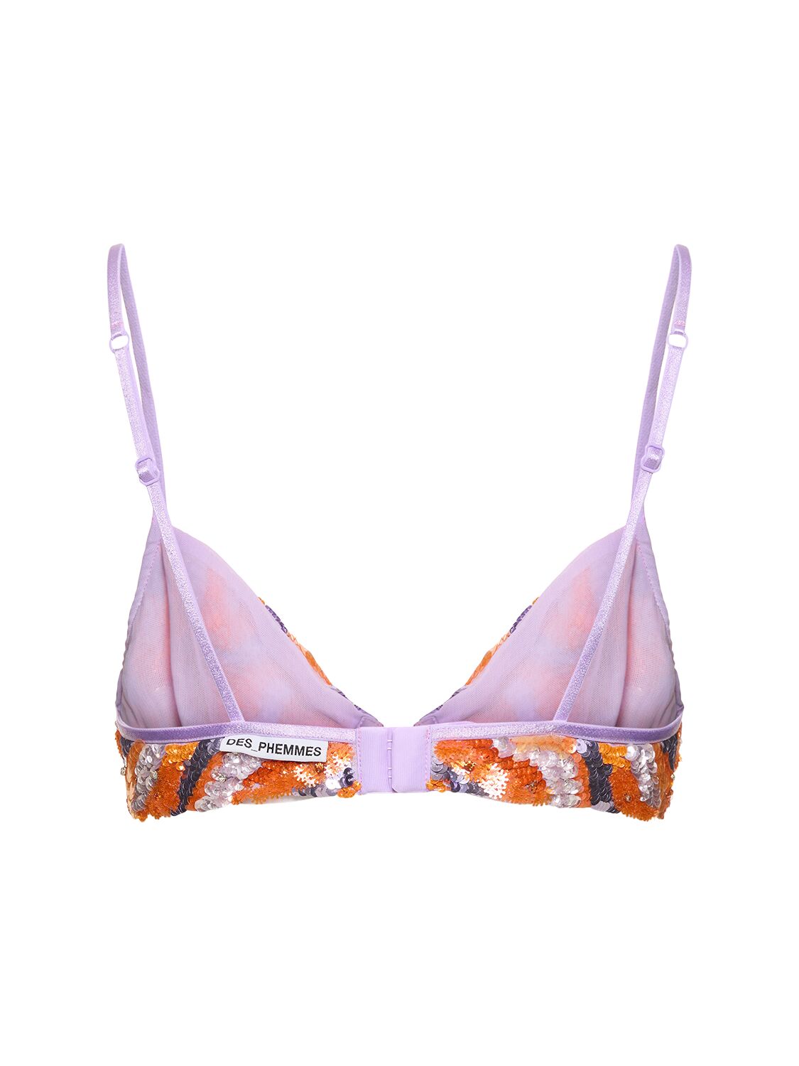 Shop Des Phemmes Embroidered Tulle Bra In Orange,lilac