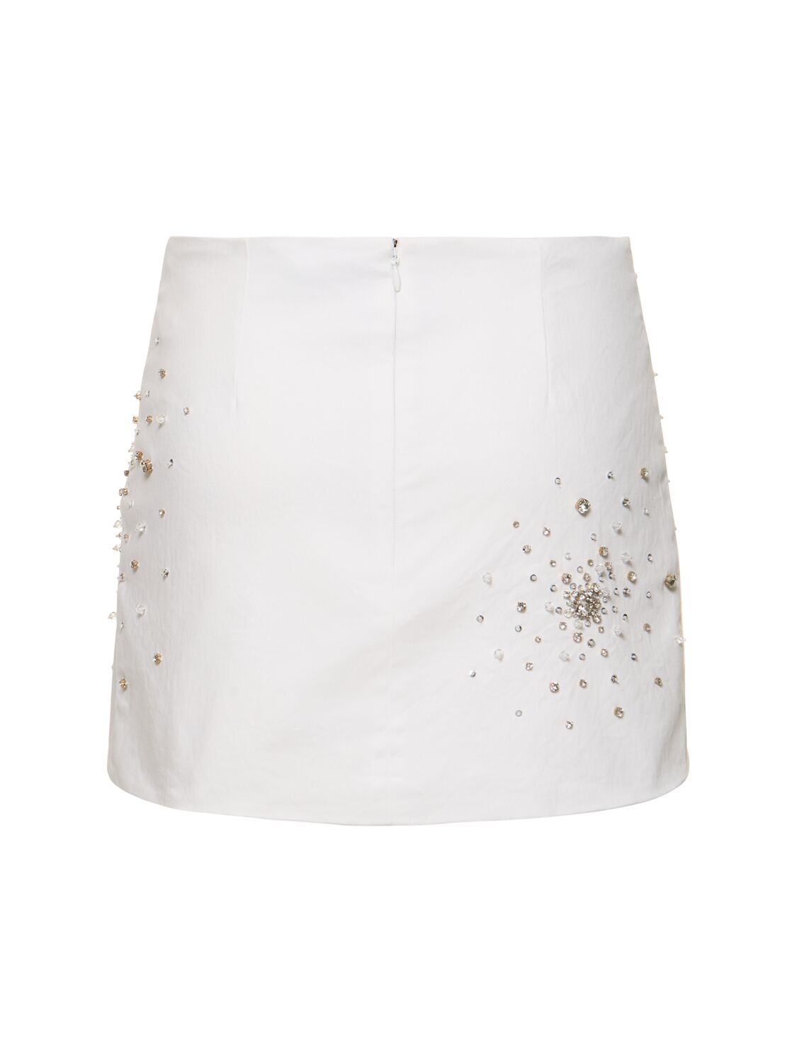 Shop Des Phemmes Embellished Cotton Satin Mini Wrap Skirt In White