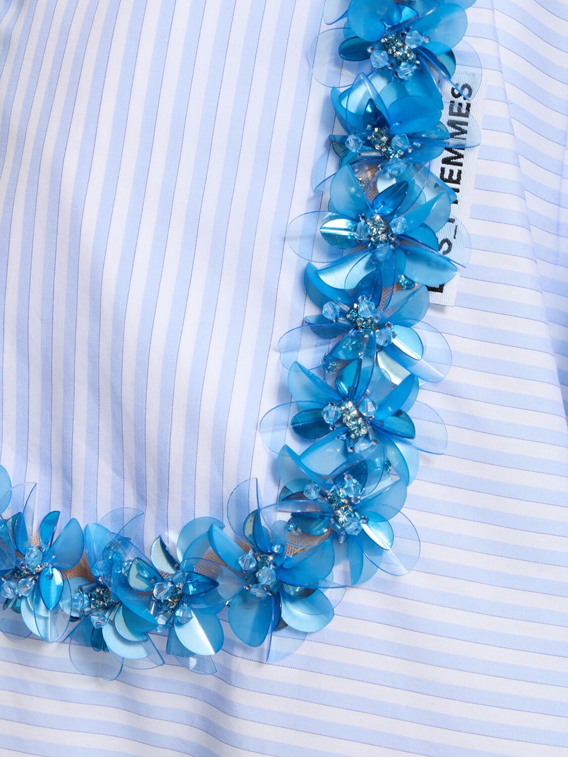 Shop Des Phemmes Striped Poplin Oversized Shirt In Light Blue,white