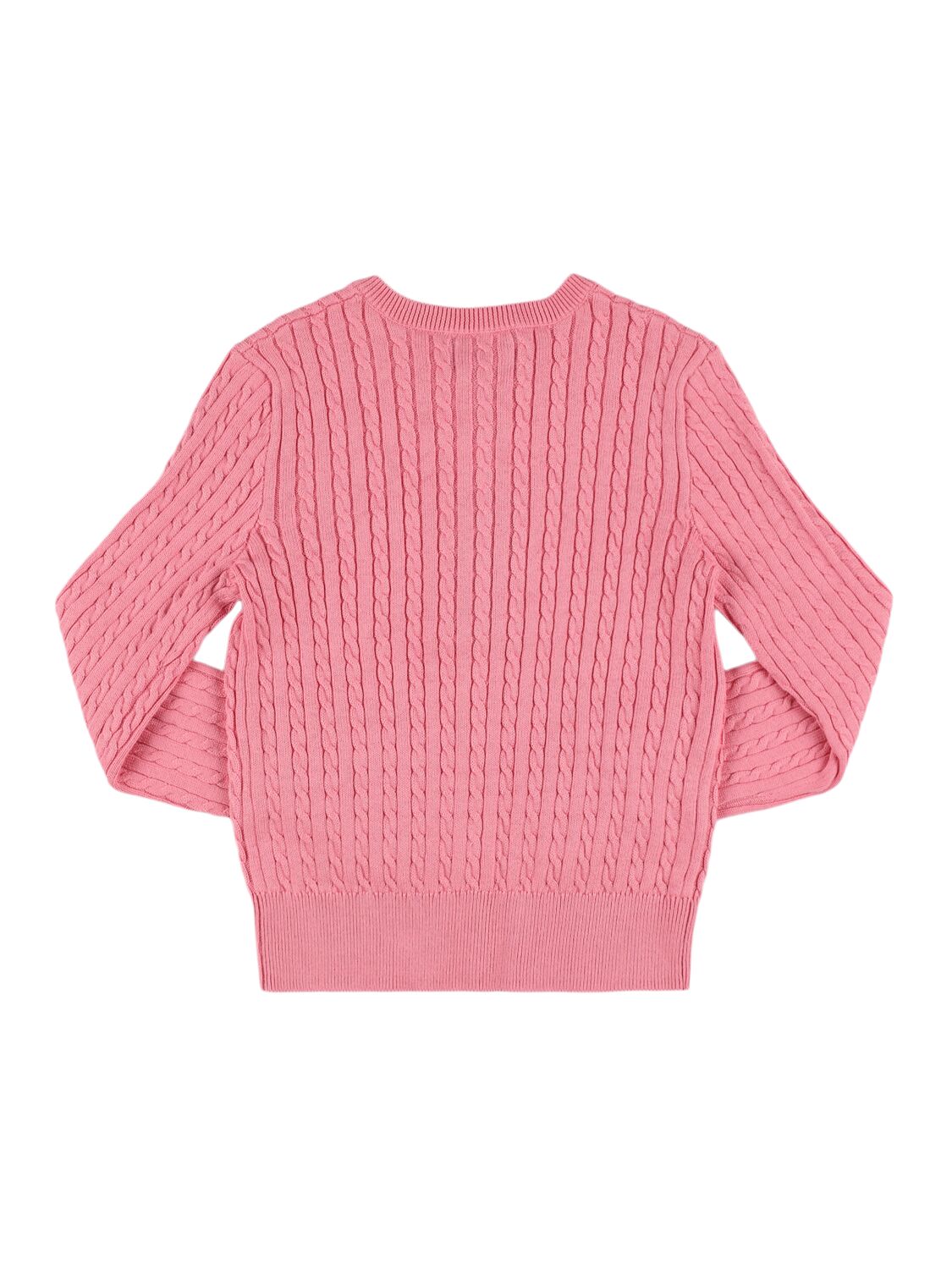 Shop Ralph Lauren Cotton Cable Knit Cardigan W/logo In Pink