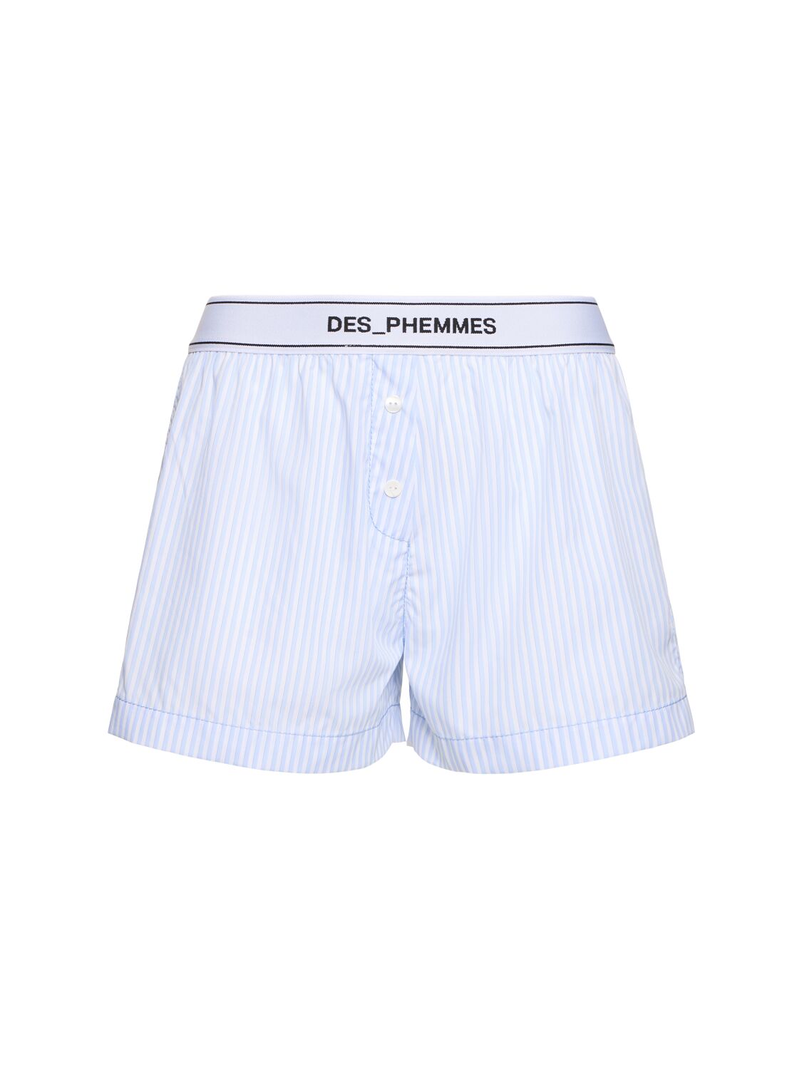 Des Phemmes Striped Poplin Oversized Shorts In Light Blue,white
