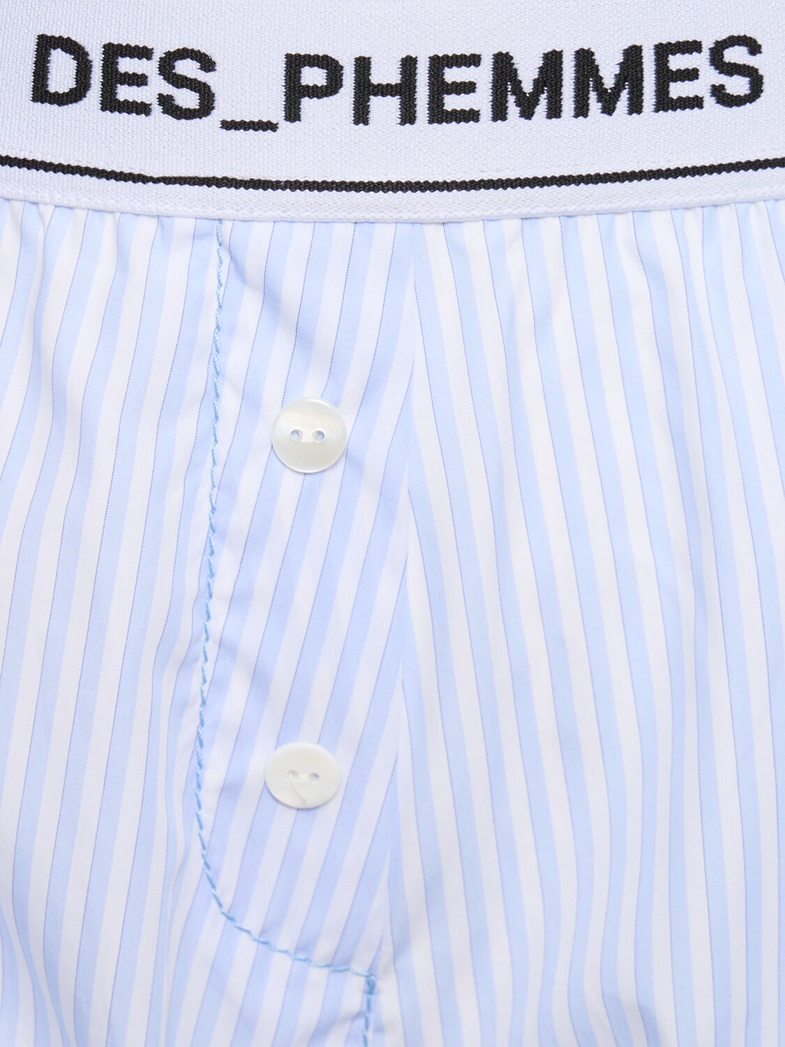 Shop Des Phemmes Striped Poplin Oversized Shorts In Light Blue,white