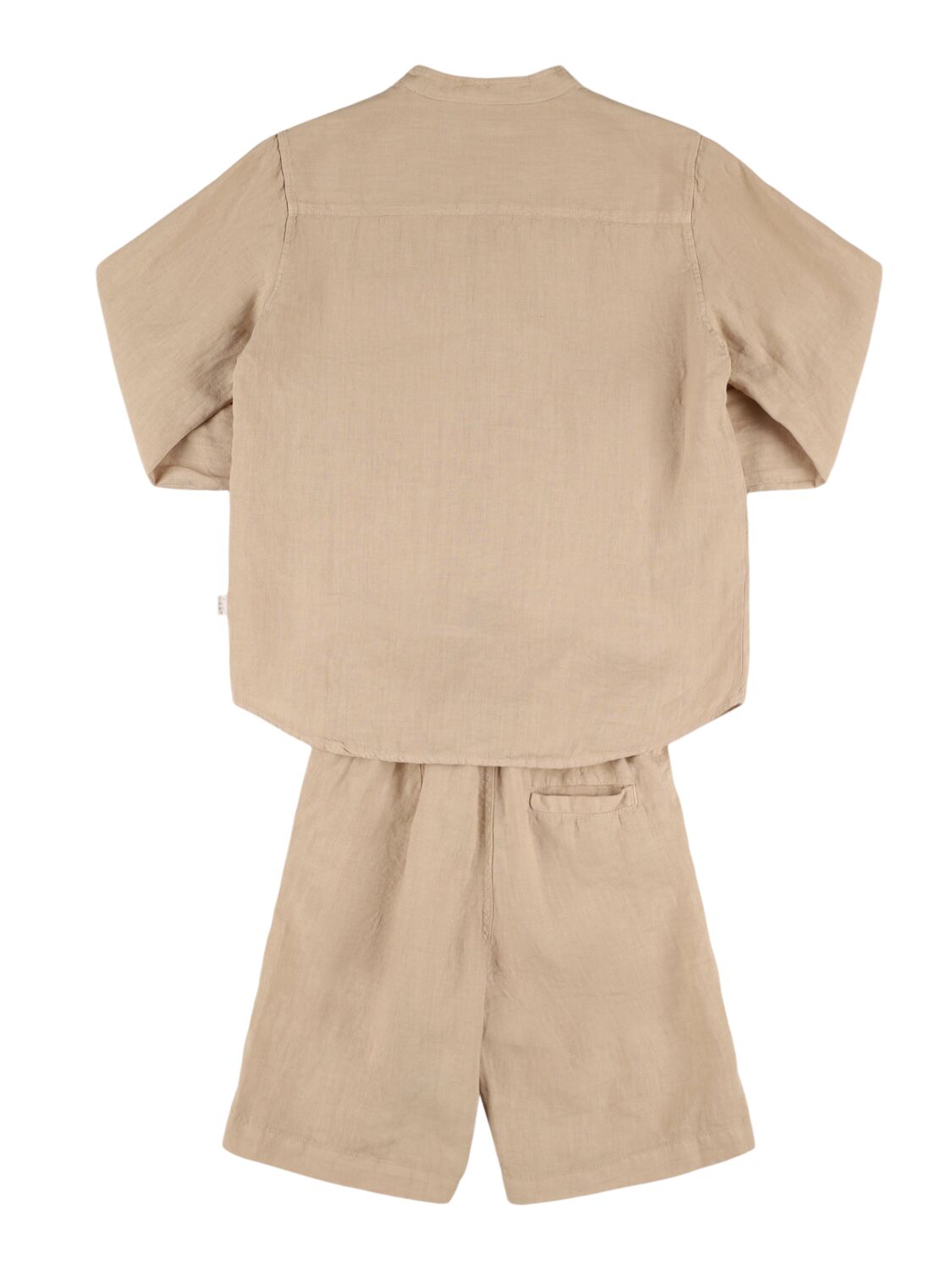 Shop Il Gufo Linen Guru Shirt & Linen Shorts In Beige