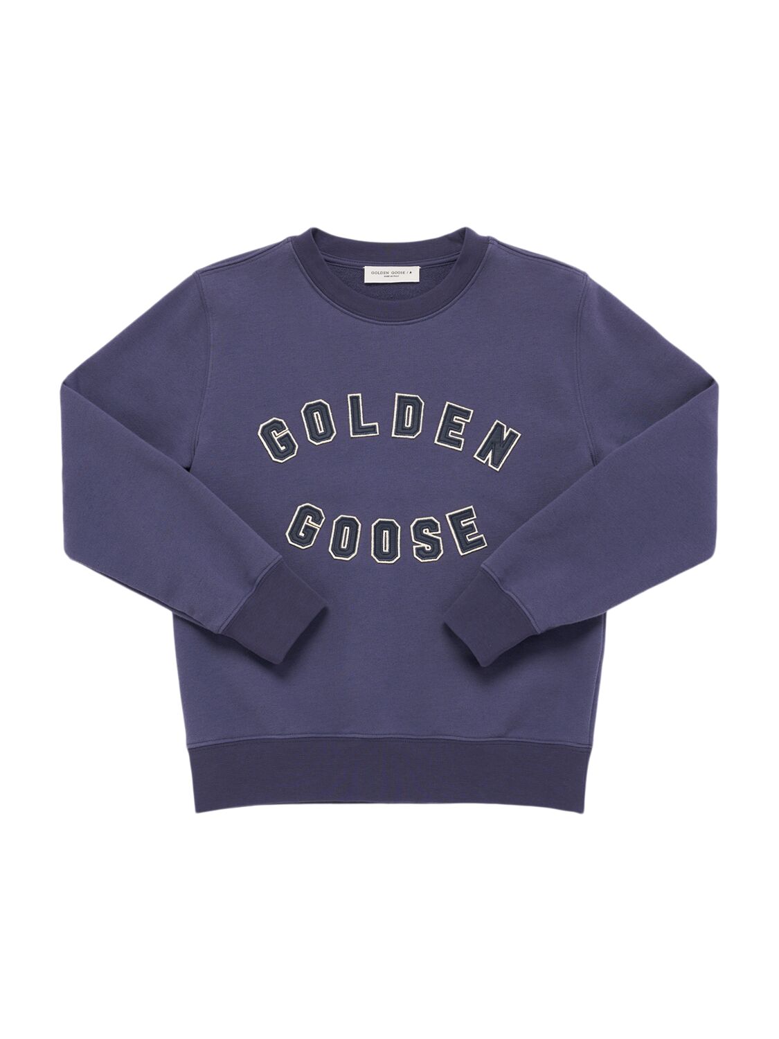 Golden Goose Kids' Journey Logo Cotton Blend Sweatshirt In Eclipse