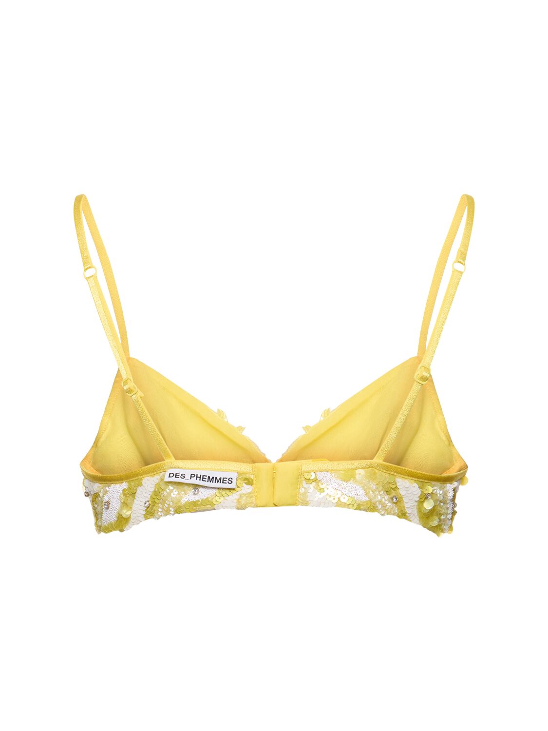Shop Des Phemmes Embroidered Tulle Bra In Lime Green
