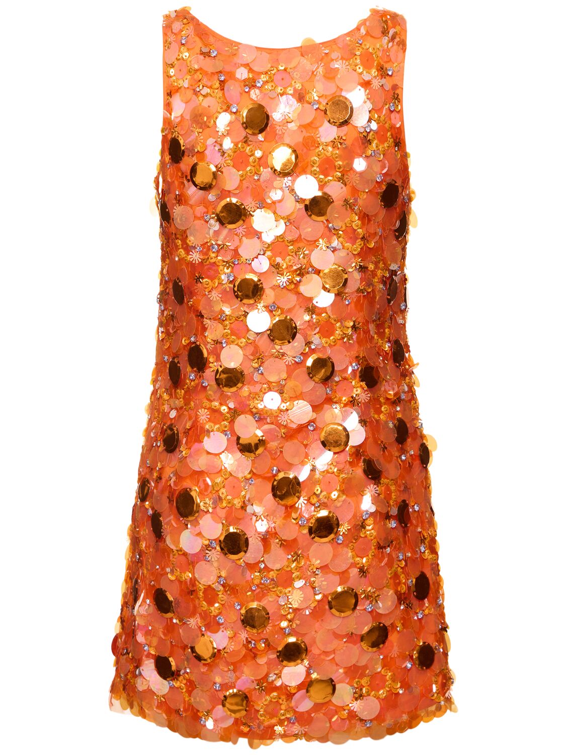 Shop Des Phemmes Sequined Tulle Mini Dress In Orange