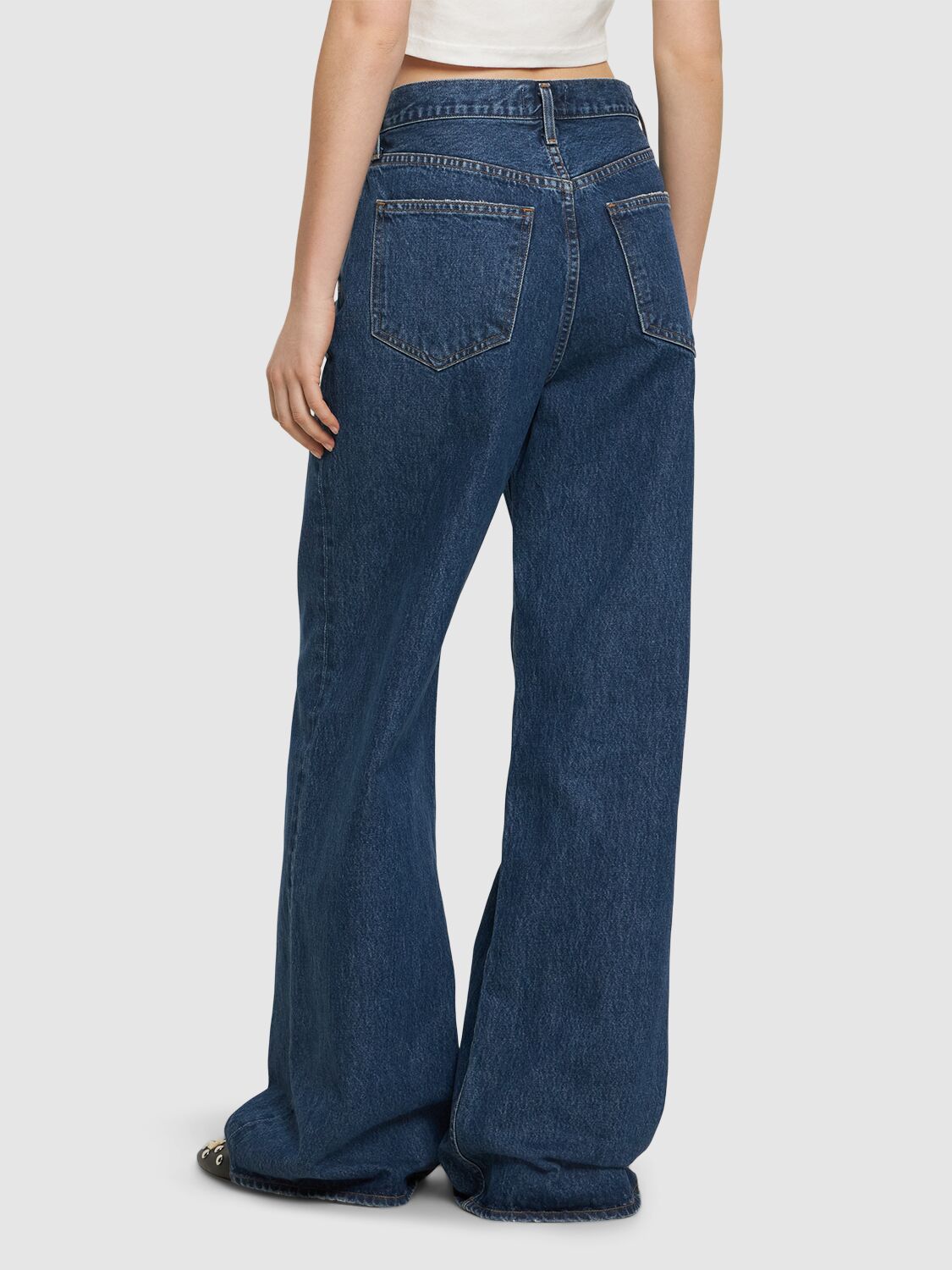 Shop Agolde Dame High Rise Wide Jeans In Blue