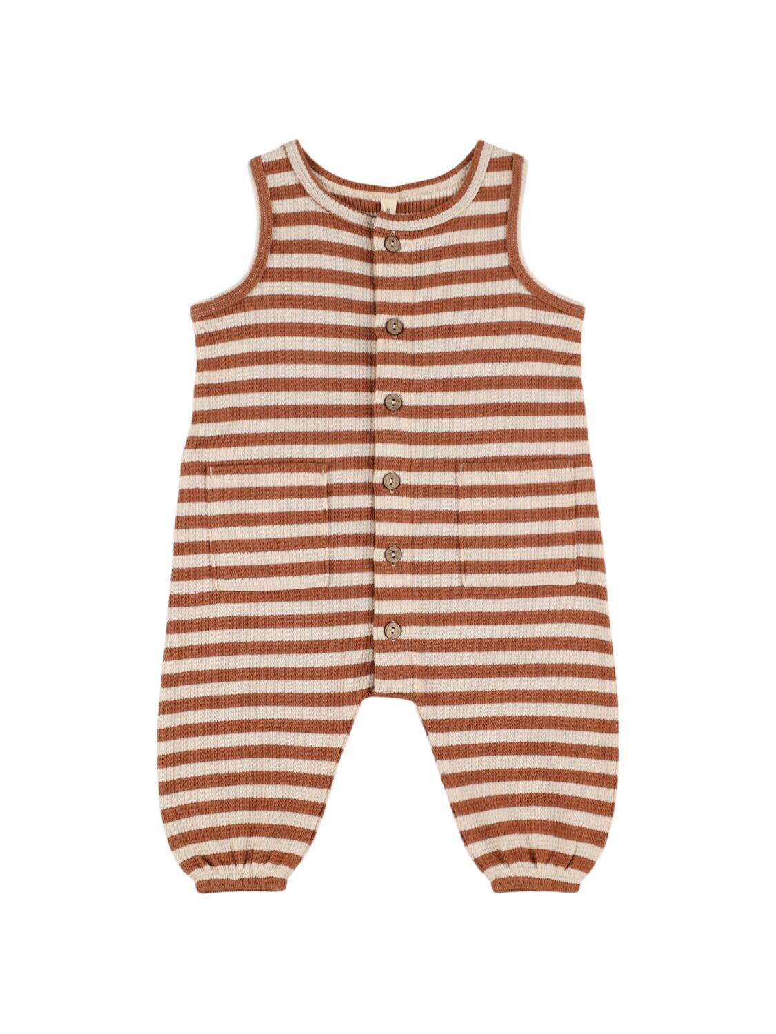 Quincy Mae Babies' Printed Organic Cotton Romper In White,brown