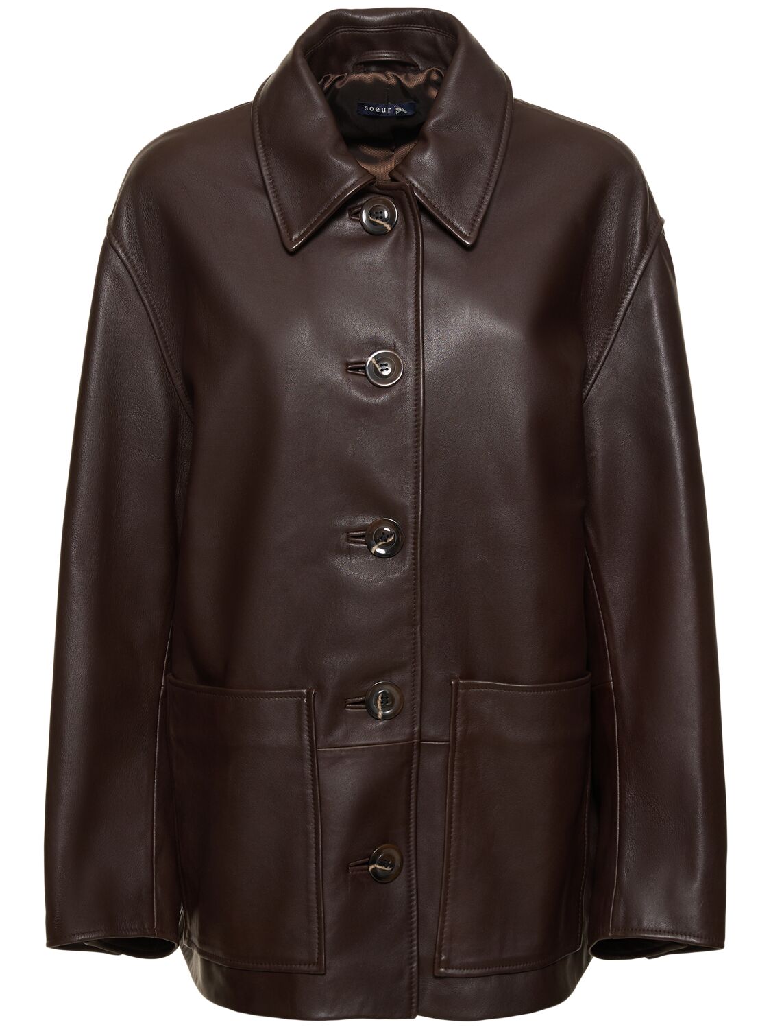 Soeur Vincenzo Buttoned Leather Jacket In Brown