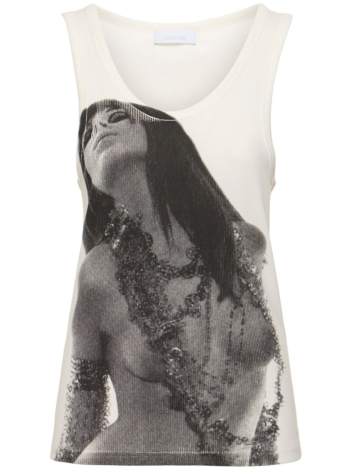Rabanne Printed Jersey Top In White
