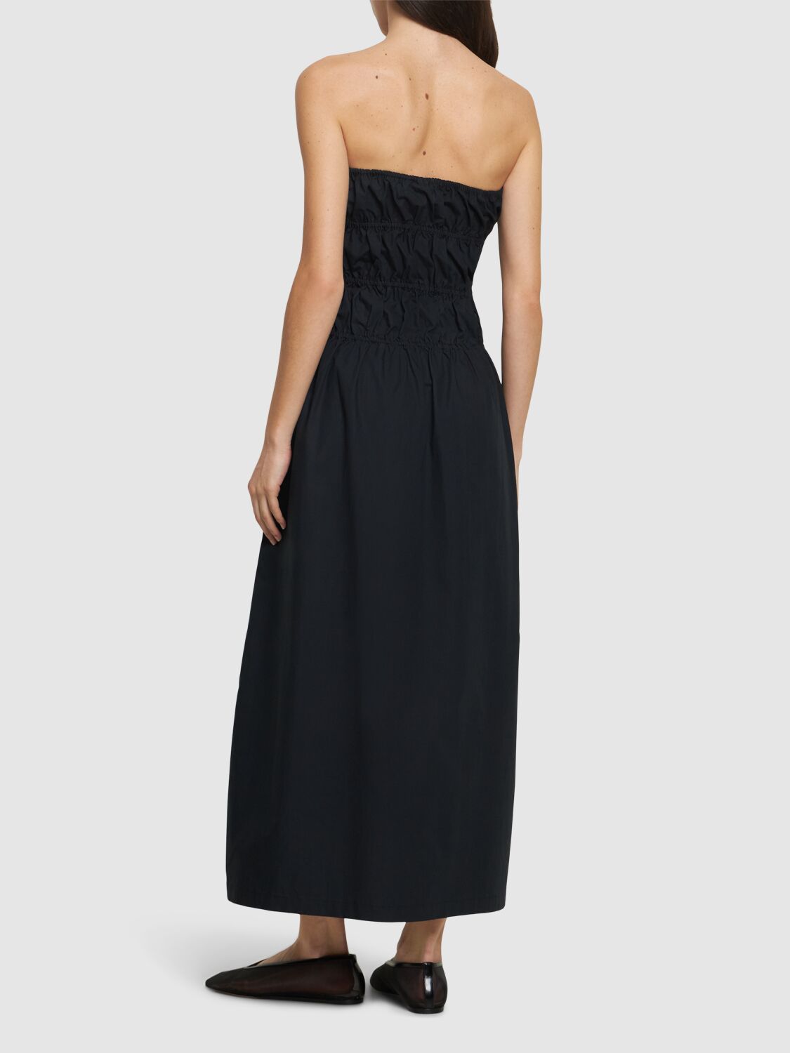 Shop Designers Remix Connor Strapless Cotton Midi Dress In Black
