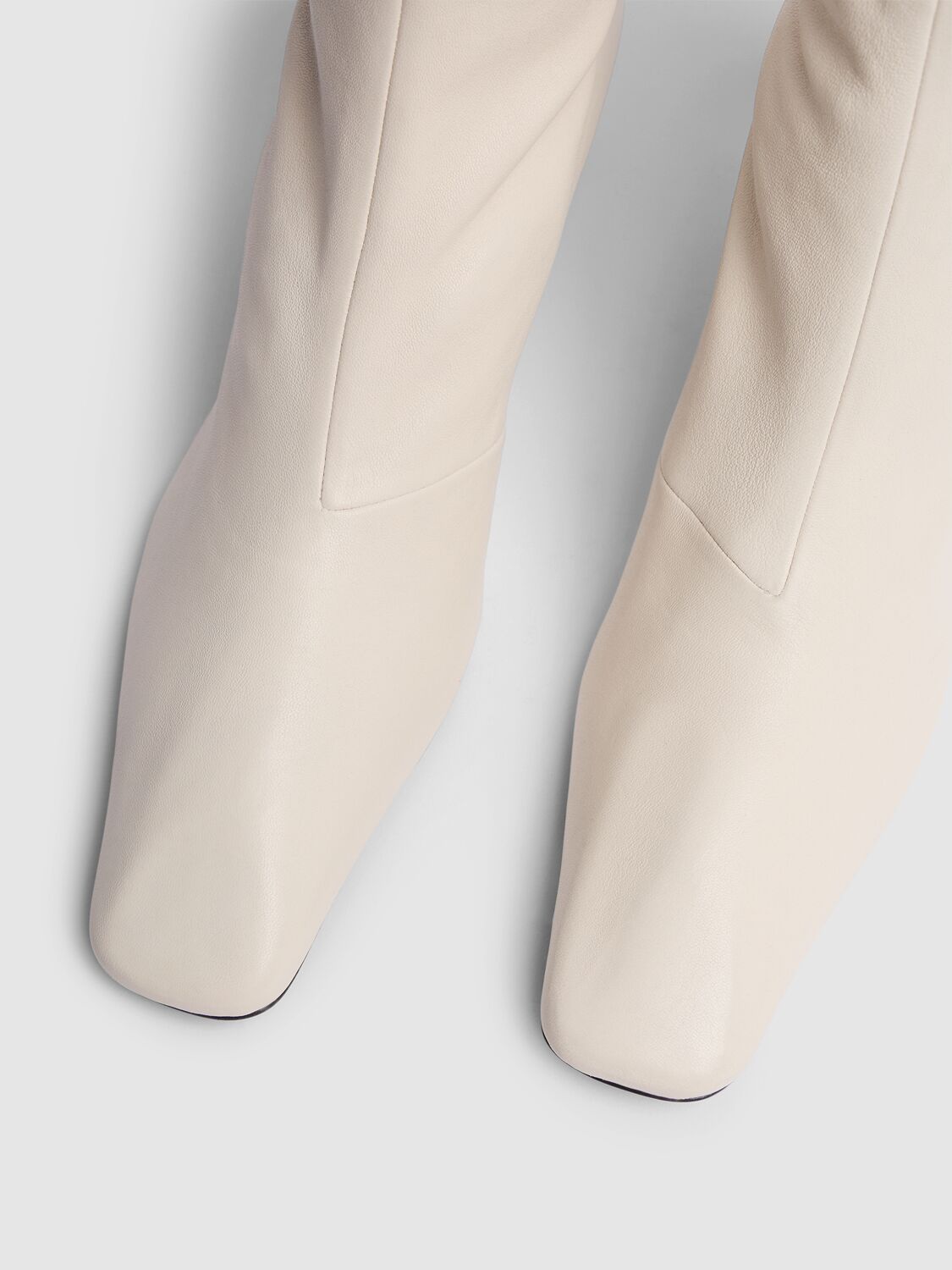 Shop Jil Sander 50mm Leather Over-the-knee Boots In Off White