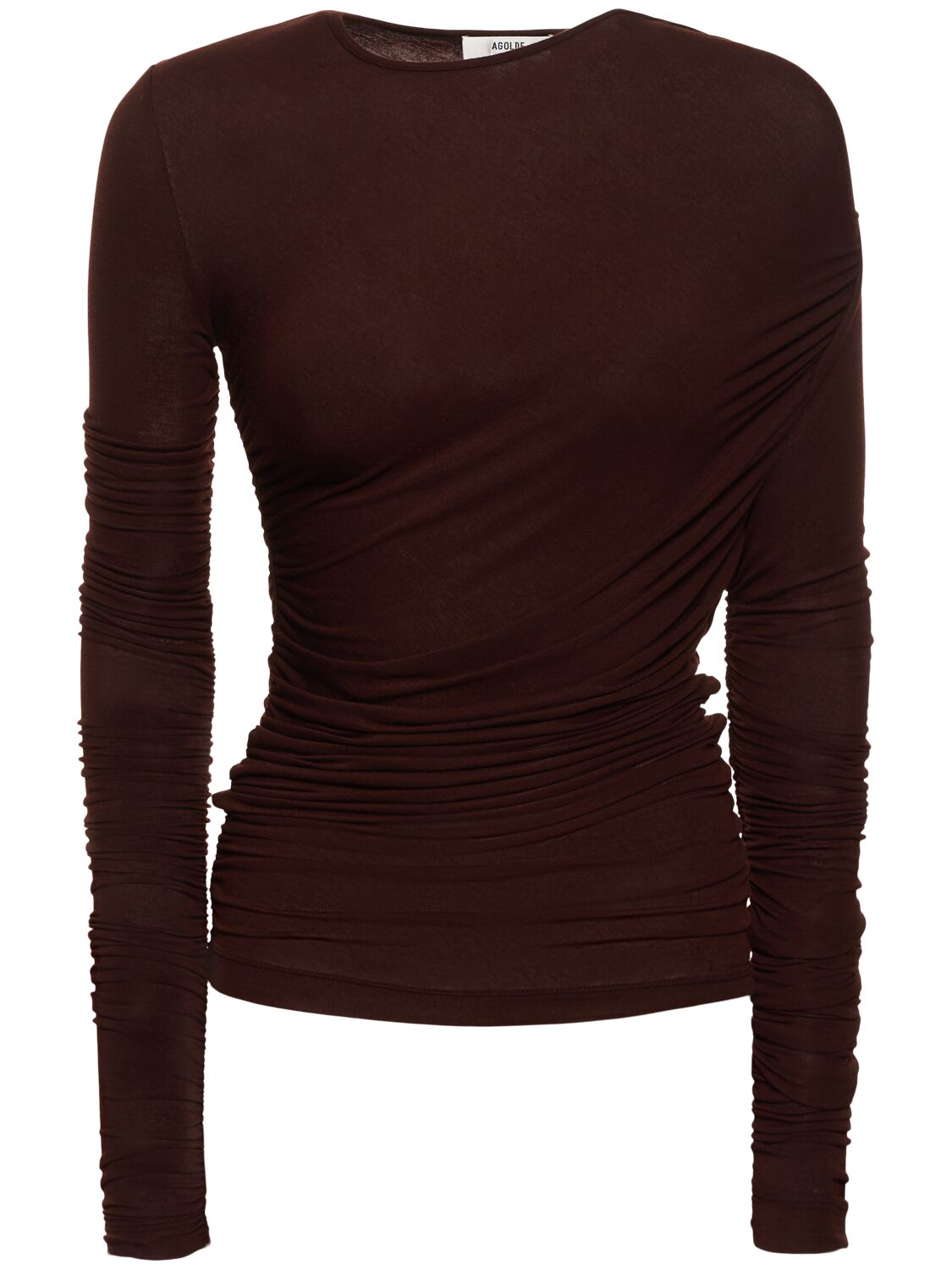 Agolde Tania Twist Jersey T-shirt In Brown