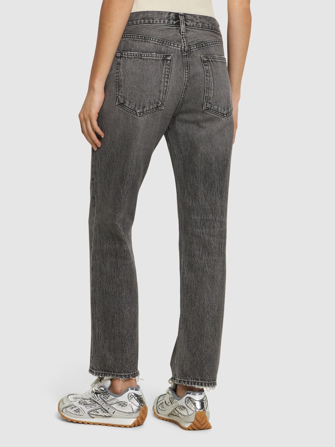 Shop Agolde Valen High Rise Straight Jeans In Grey