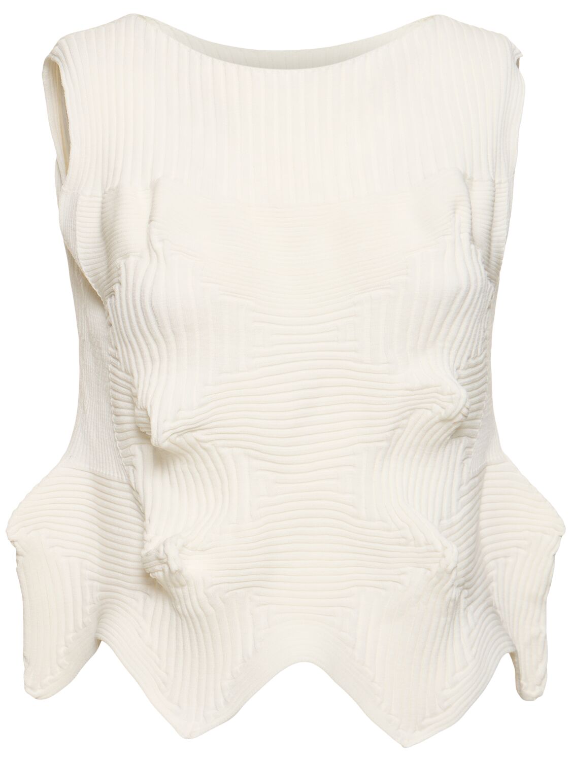 ISSEY MIYAKE PLEATED RUCHED SLEEVELESS TOP
