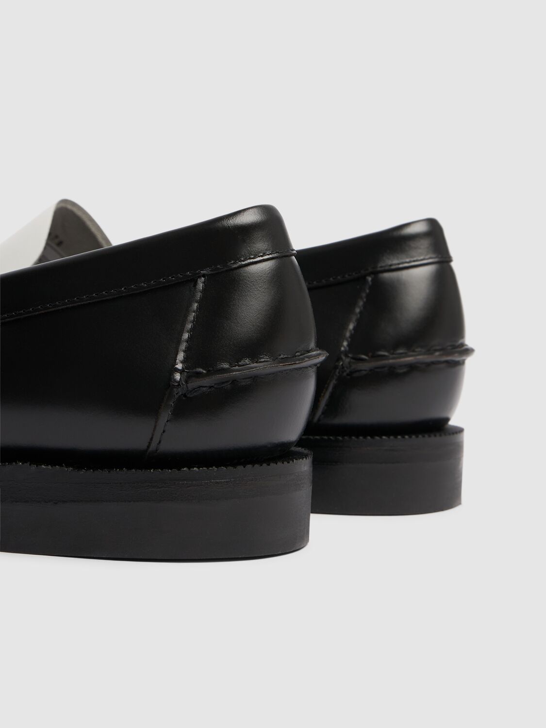 Shop Sebago Classic Dan Smooth Leather Loafers In Black,white