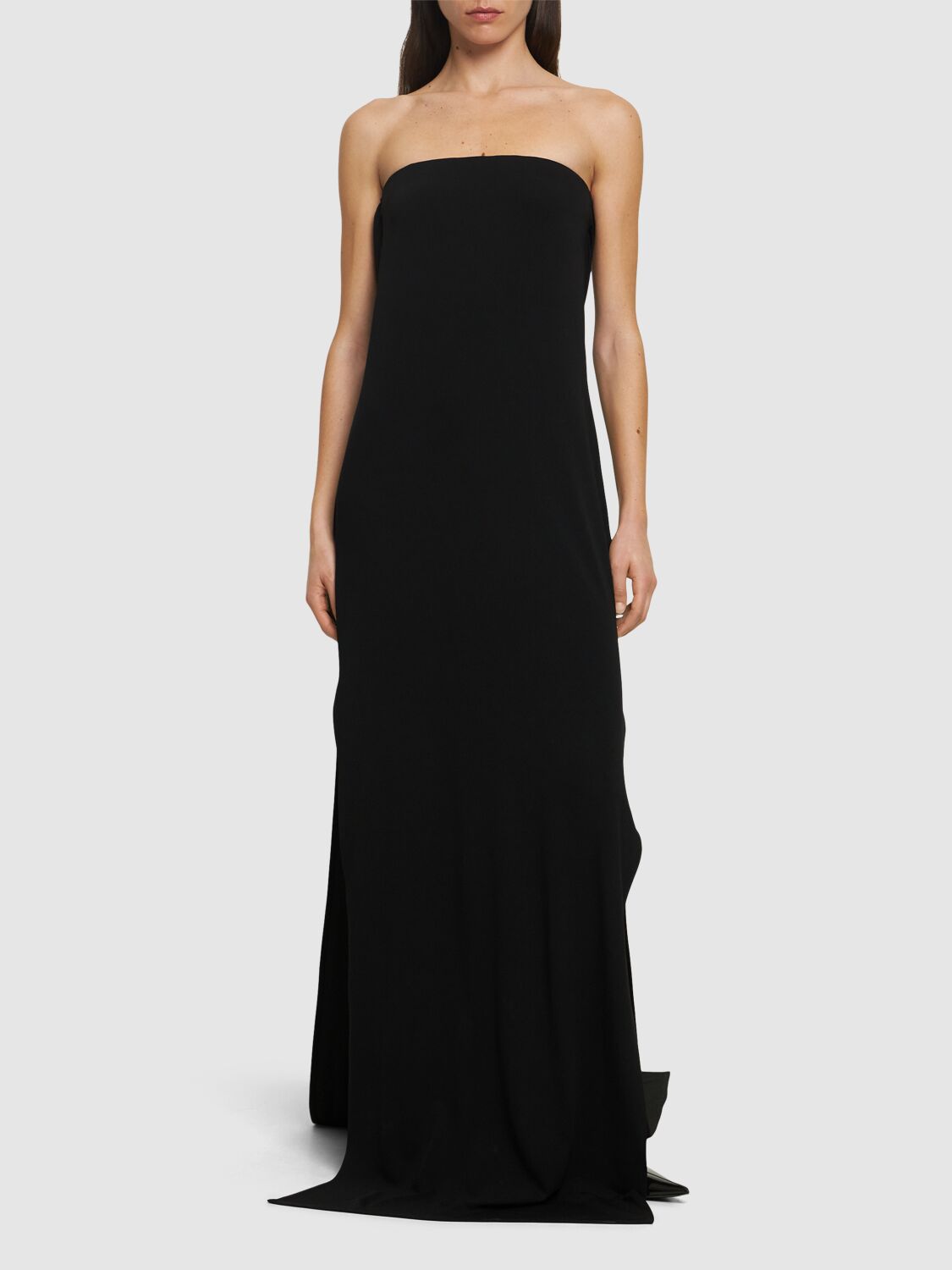 Shop Ann Demeulemeester Aura Strapless Jersey Long Dress In Black