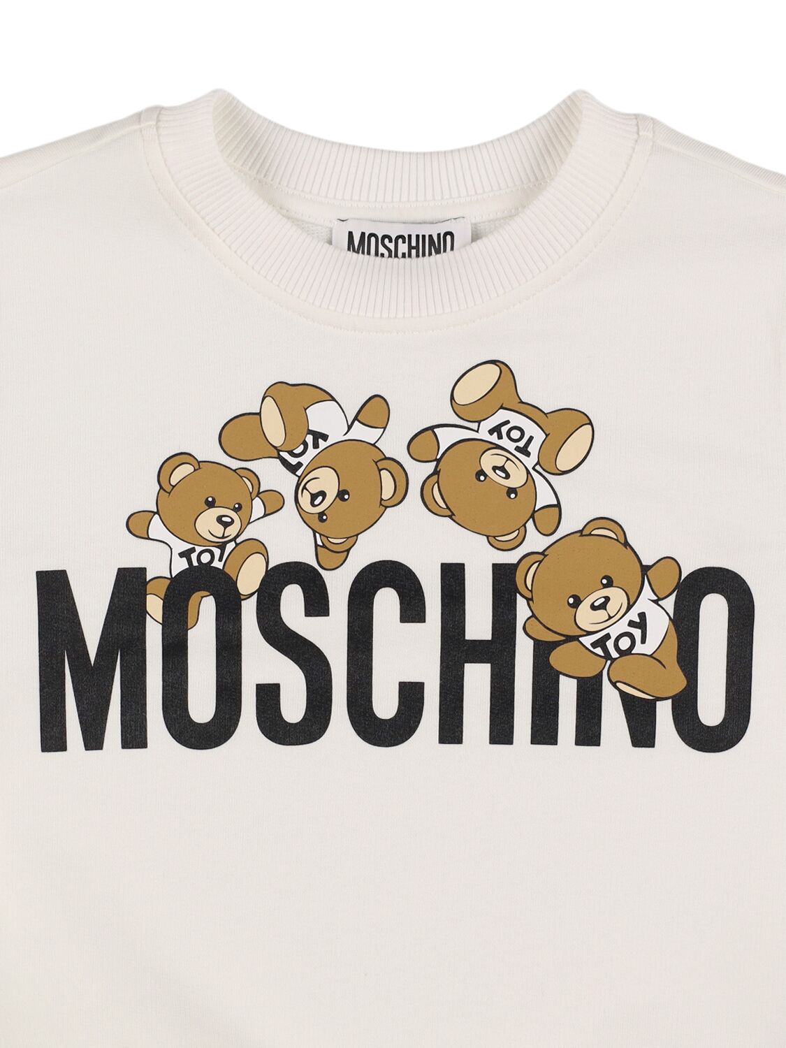 Shop Moschino Cotton Crewneck Sweatshirt In White