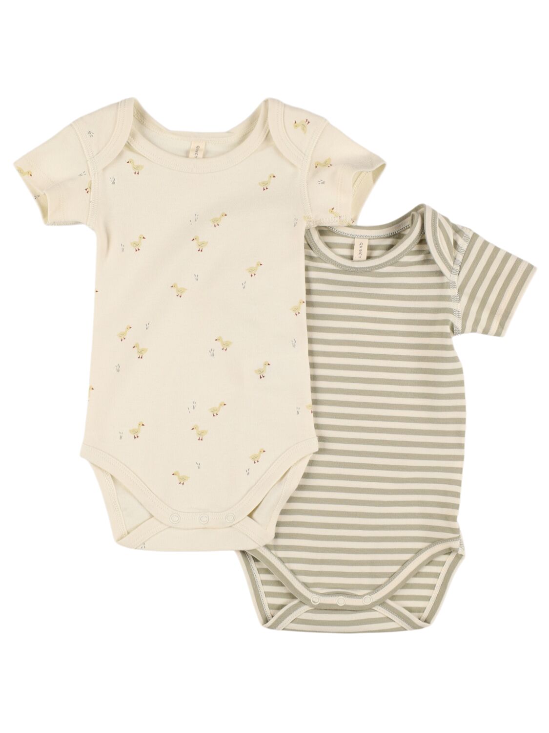 Quincy Mae Babies' Set Of 2 Organic Cotton Bodysuits In Multi