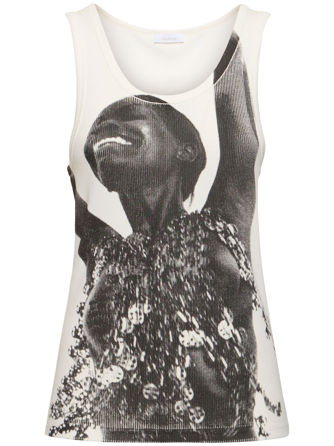 Rabanne Printed Jersey Top In White