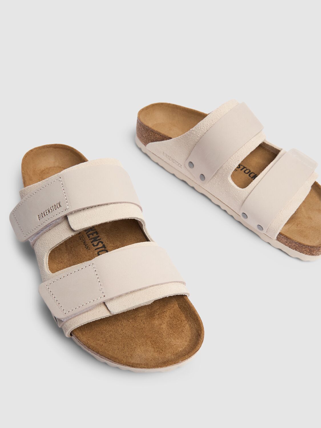 Shop Birkenstock Uji Suede Sandals In Beige,white