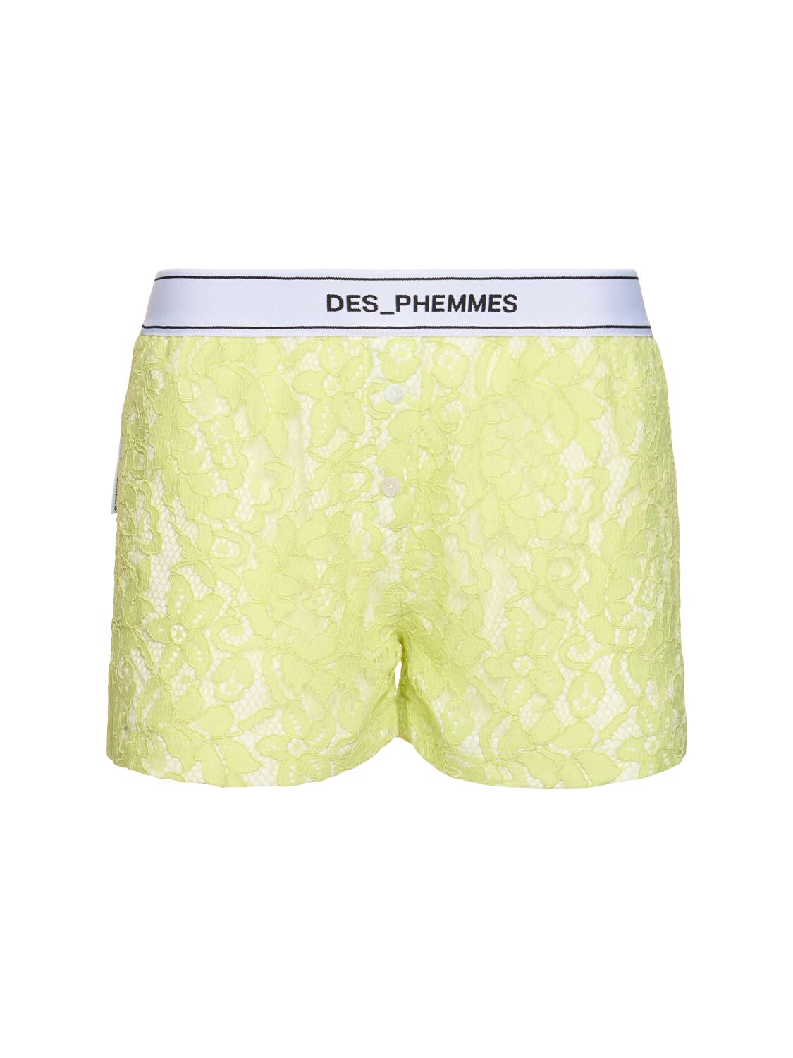Shop Des Phemmes Macramé Lace Shorts In Lime Green