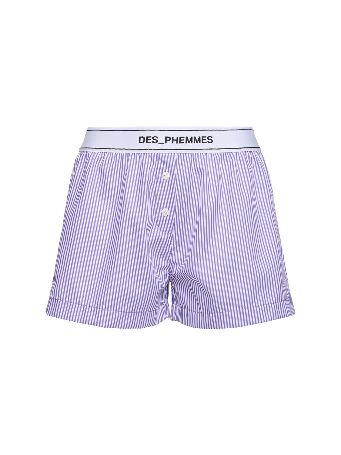Des Phemmes Striped Poplin Shorts In Multi Lilac