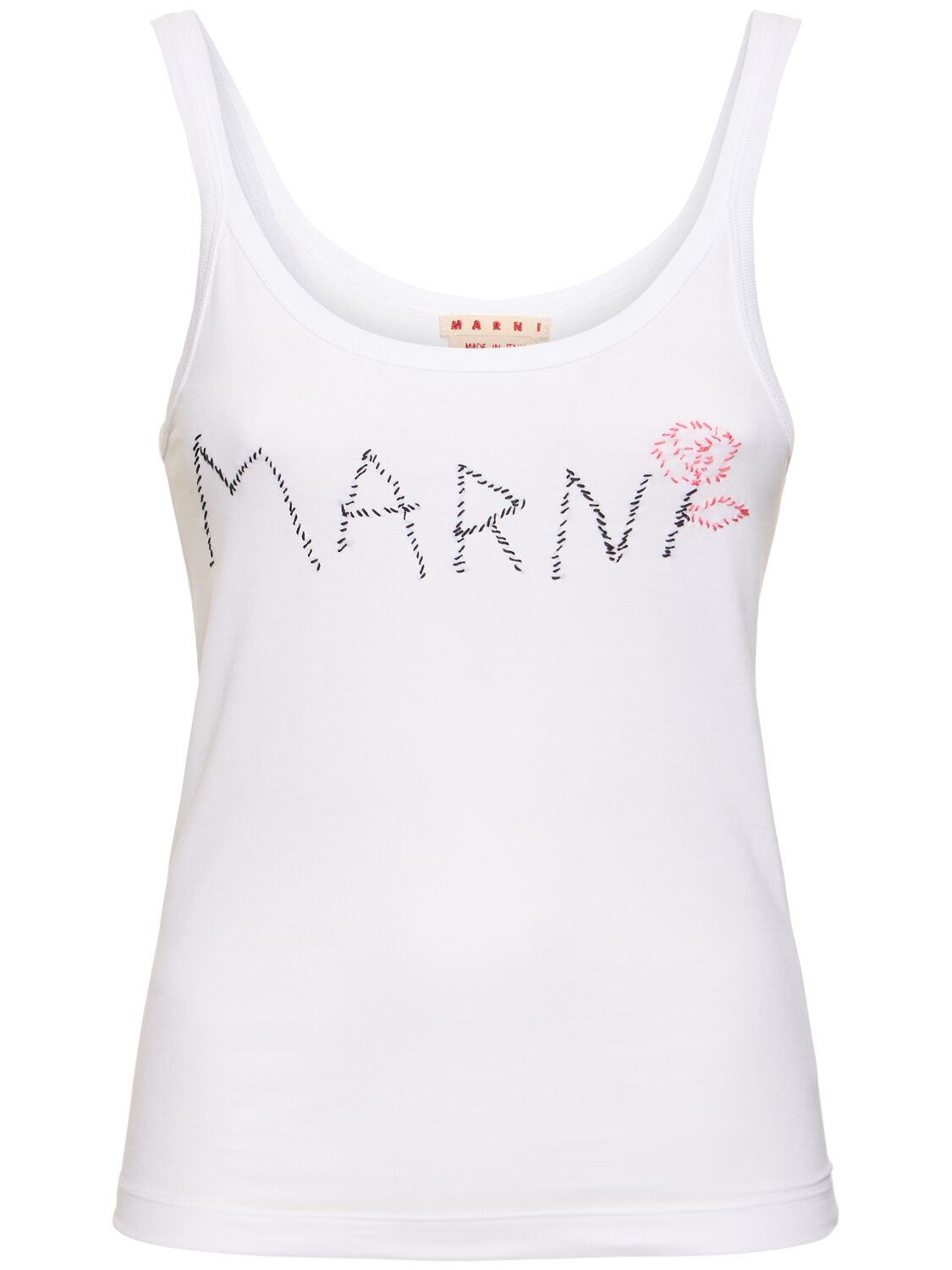 Marni Logo棉质平纹针织上衣 In White