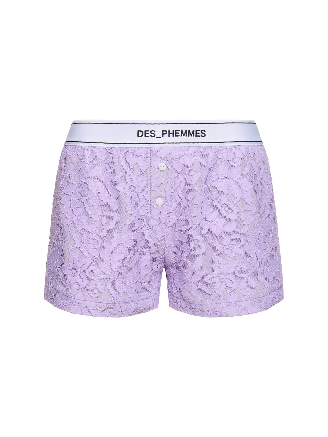 Shop Des Phemmes Macramé Lace Shorts In Lilac