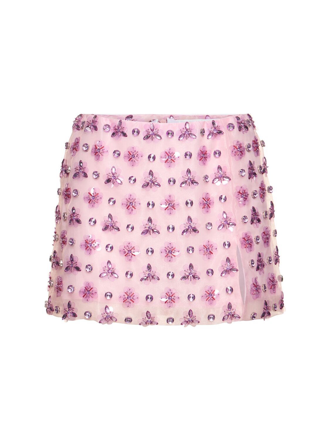 Des Phemmes Embellished Organza Mini Skirt In Multi Lilac