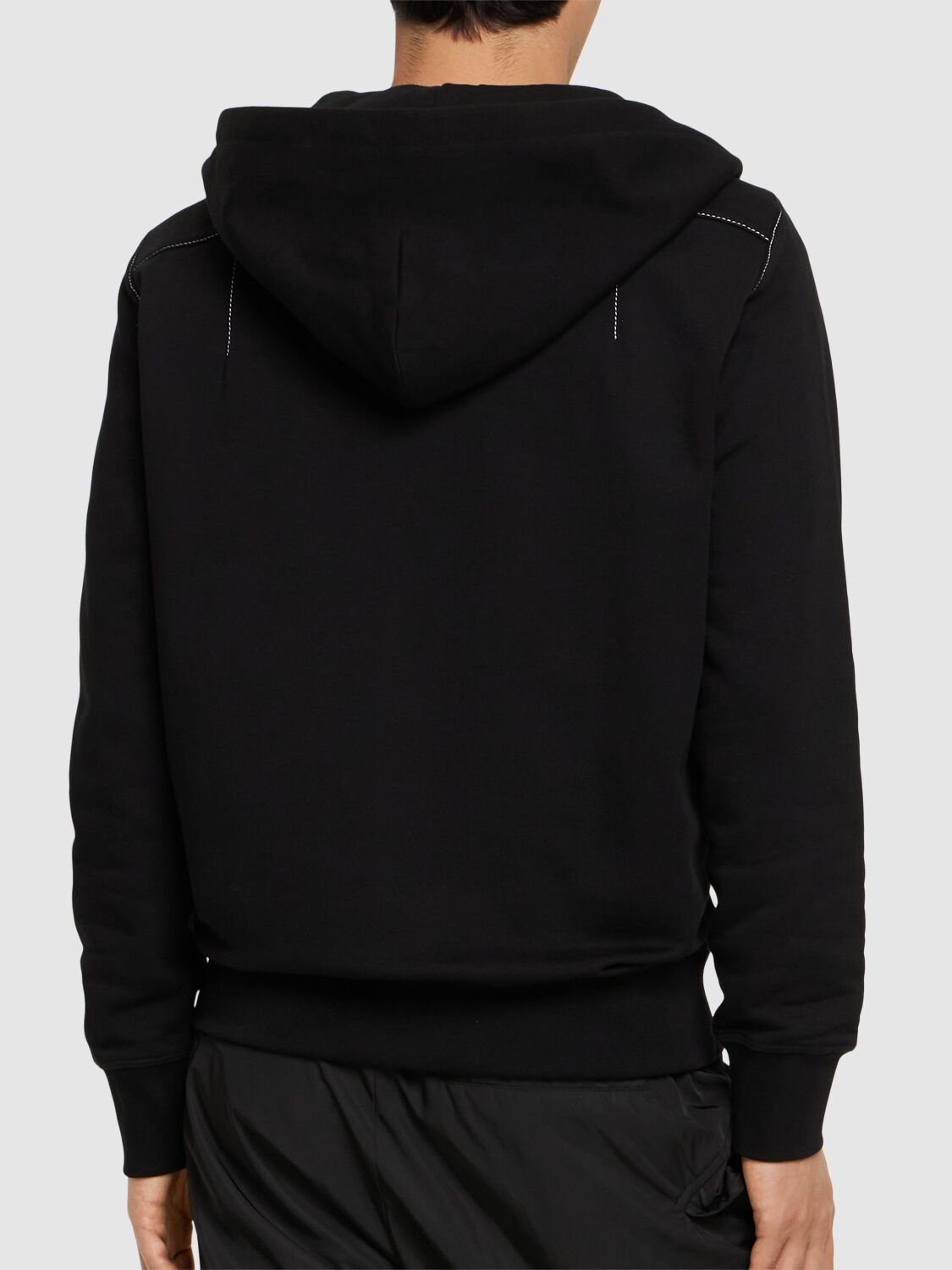 Shop Alexander Mcqueen Cotton Loopback Zip-up Hoodie In Black