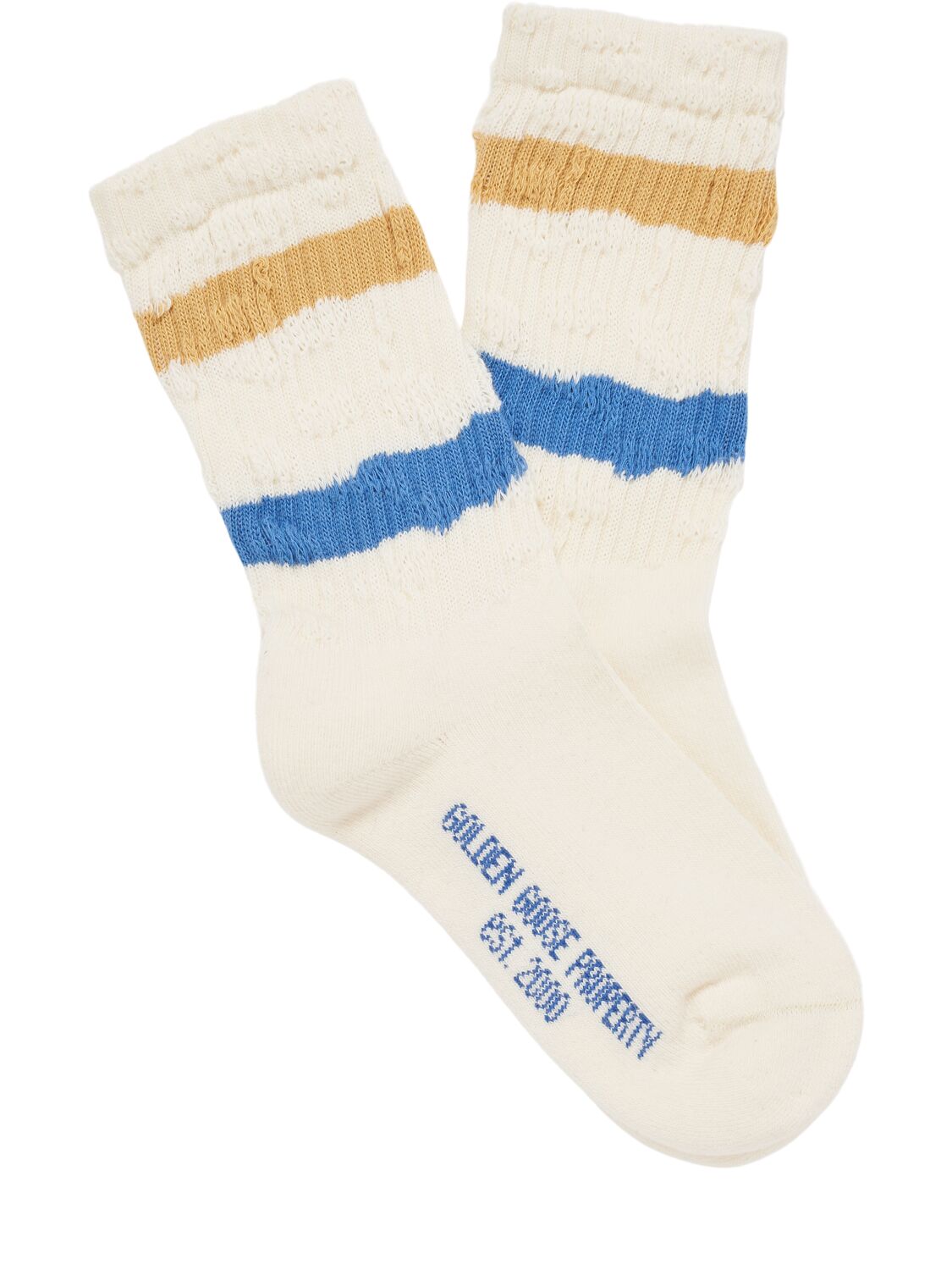 Golden Goose High Stripe Rib Cotton Blend Socks In White