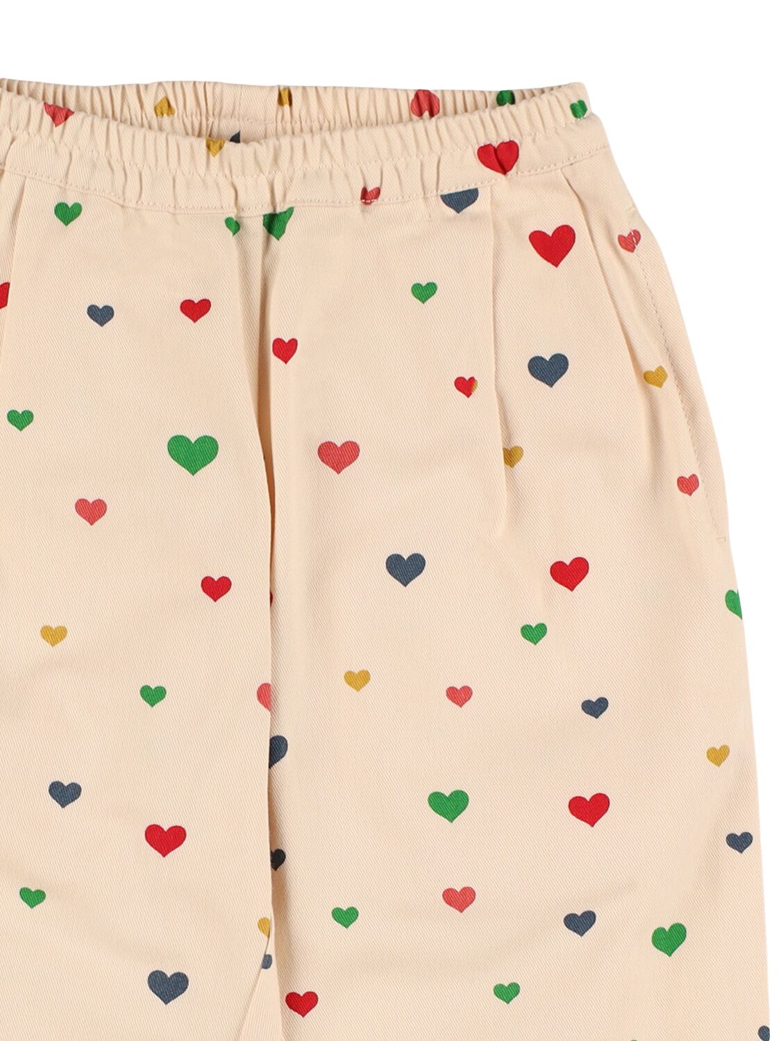 Shop Konges Sløjd Hearts Printed Organic Cotton Pants In Beige,multi