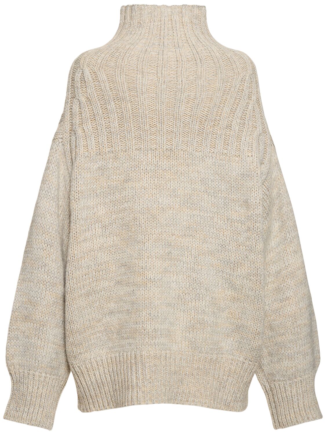 Shop Soeur Basque Wool Blend Turtleneck Sweater In Grey/beige