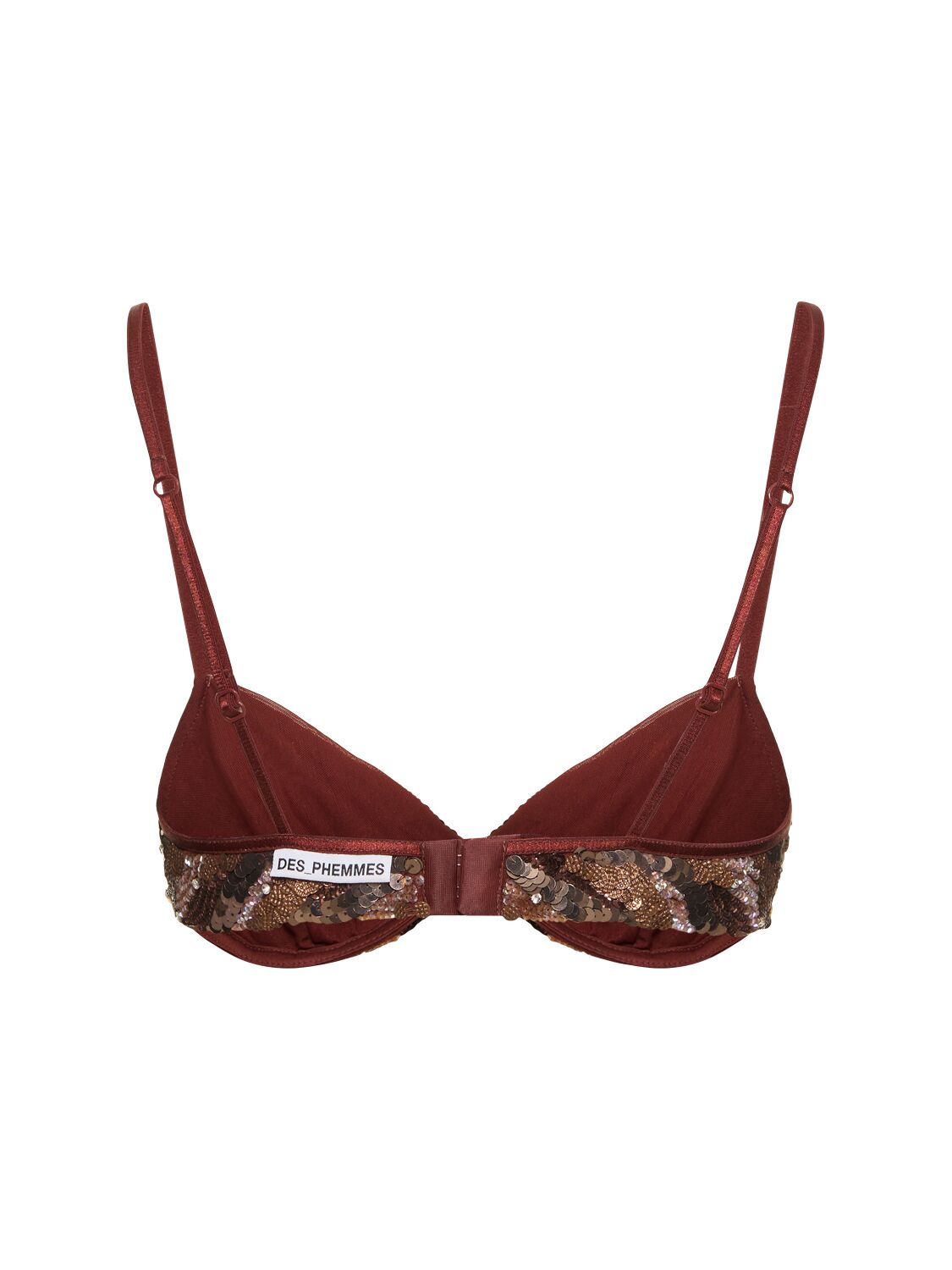 Shop Des Phemmes Embroidered Tulle Bra In Brown