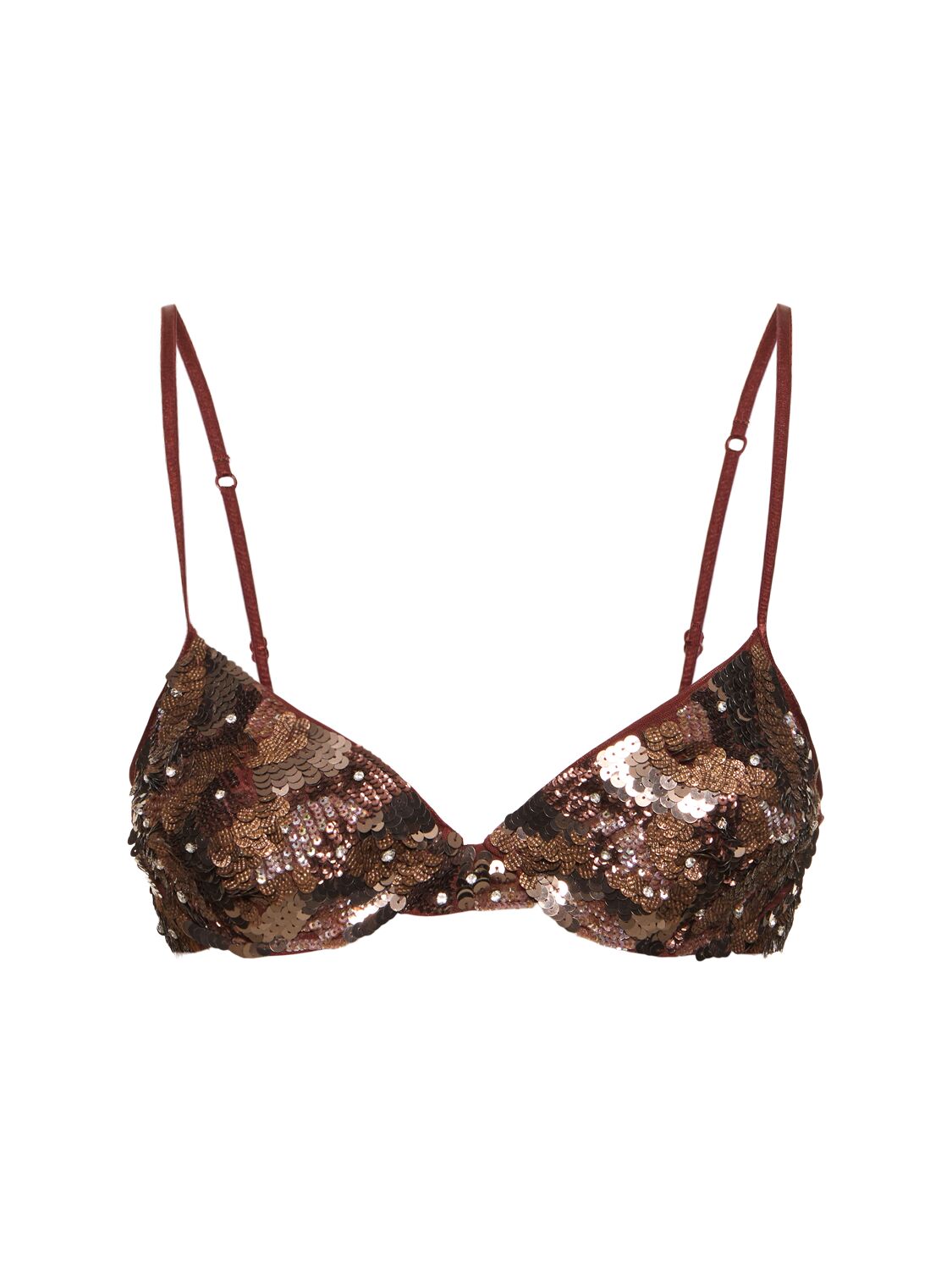 Des Phemmes Embroidered Tulle Bra In Brown