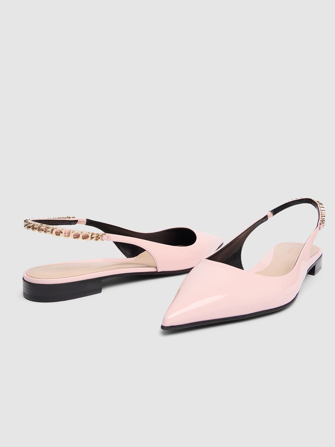Shop Gucci 15mm Signoria Leather Ballet Flats In Candy Cotton