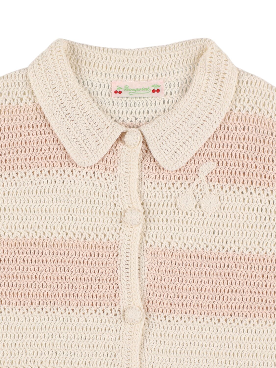 Shop Bonpoint Hand-crocheted Cotton Cardigan In Pink
