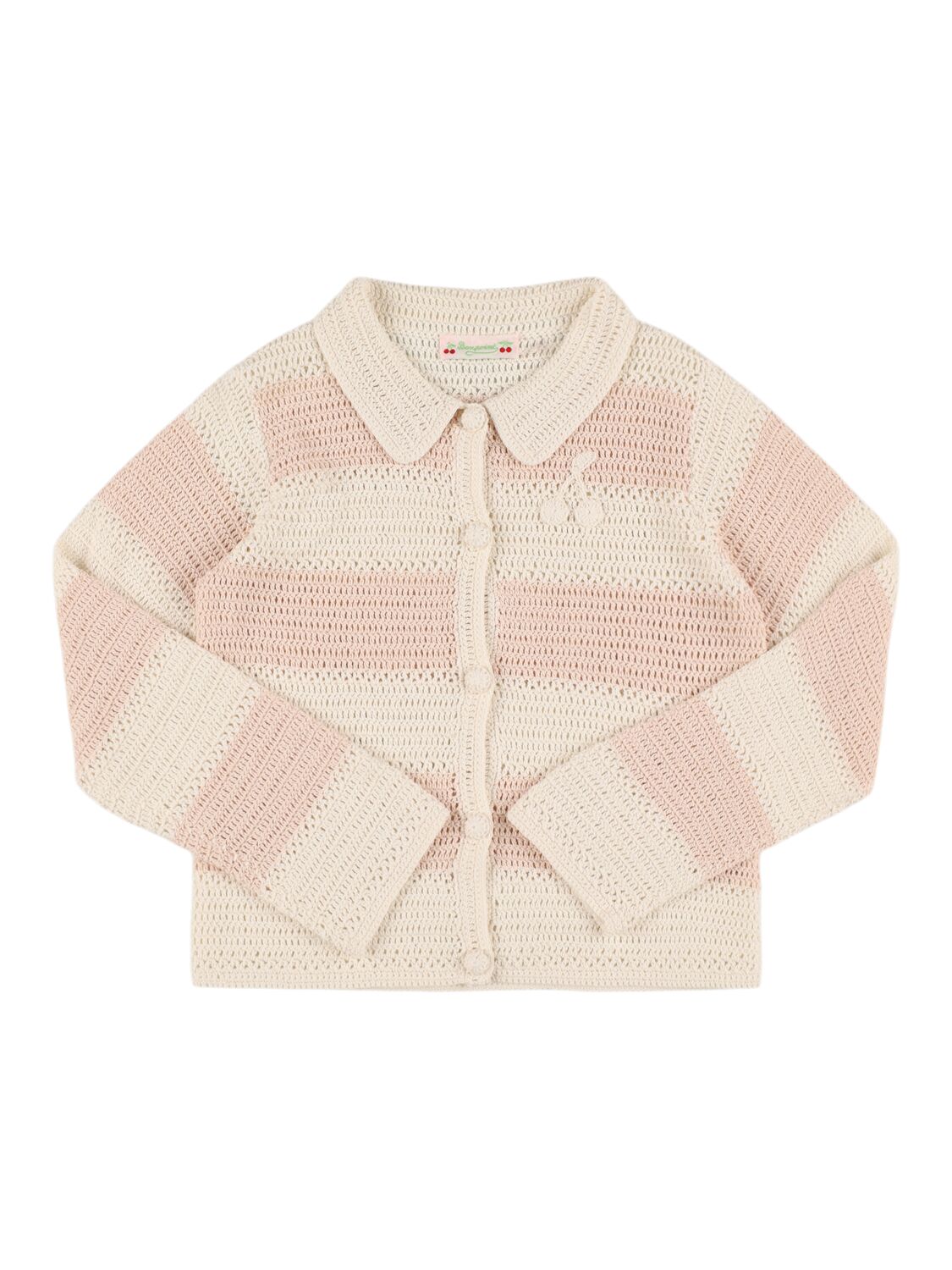 Bonpoint Kids' Hand-crocheted Cotton Cardigan In Pink